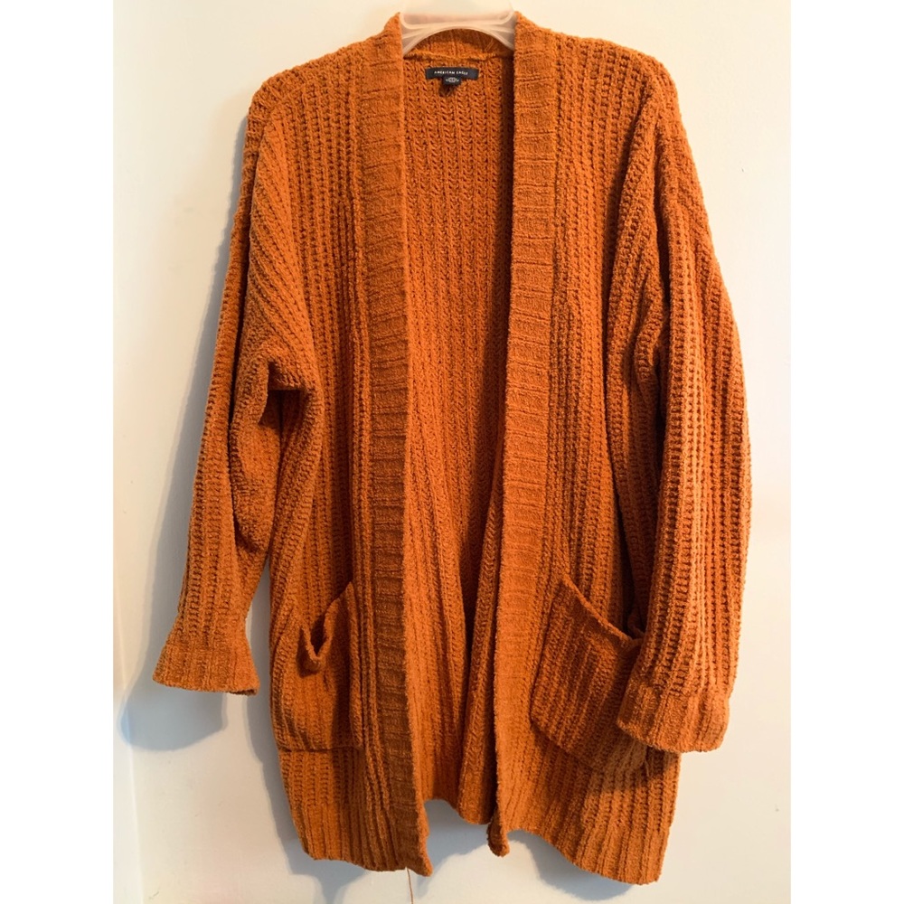 AEO orange chenille cardigan